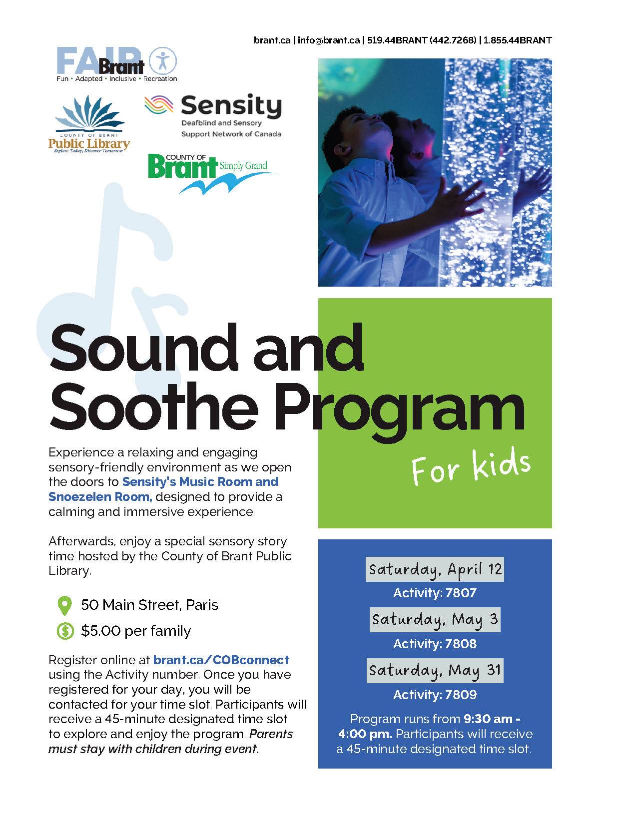 Sound and Soothe flyer. All information listed below.