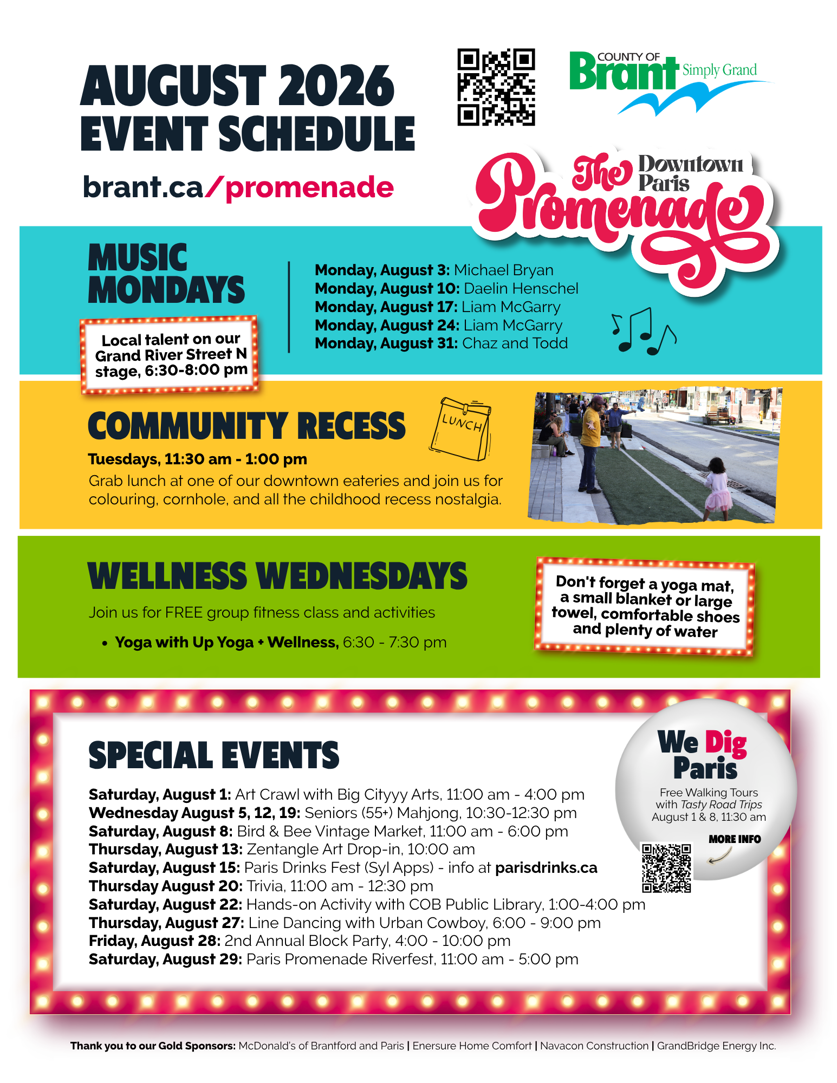 August promenade schedule